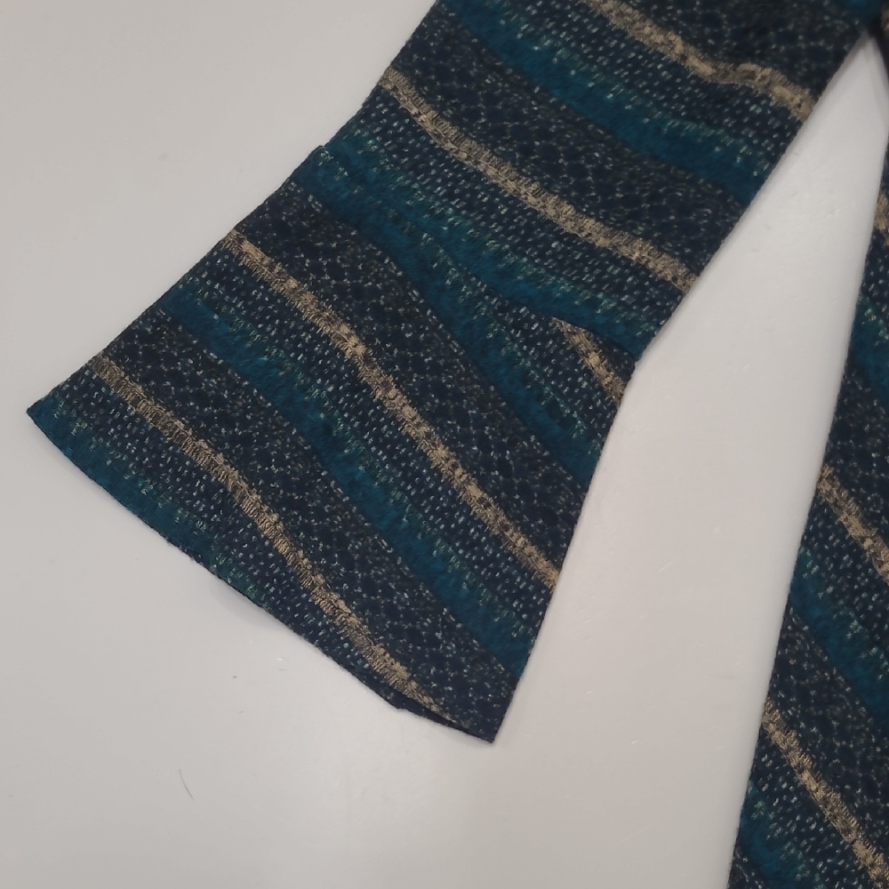 Studio One New York Boho Knit A-Line Dress Long Bell Sleeve Lined Chevron Cutout - Picture 10 of 17